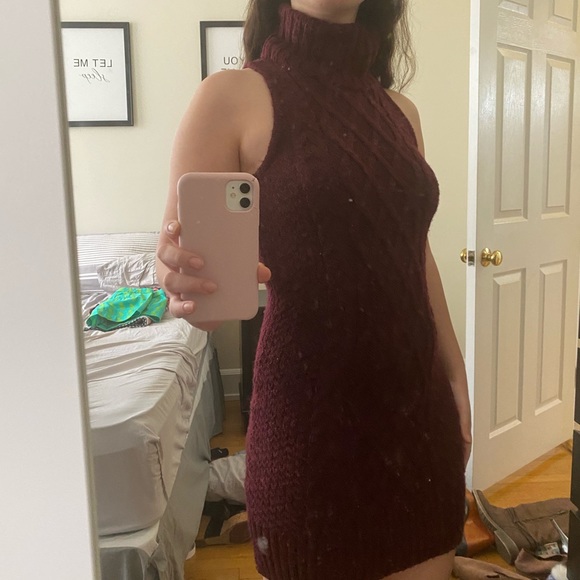 Maroon, knit, turtleneck, sleeveless dress sizeXS - Picture 1 of 4